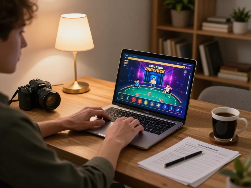 Player engaging in poker game at home on 789win platform with interactive interface, creating a cozy gaming vibe.