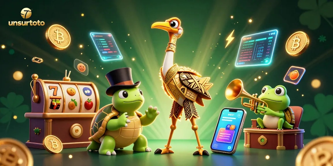 Experience thrilling gameplay with unsurtoto as colorful characters celebrate at a lively casino bar.