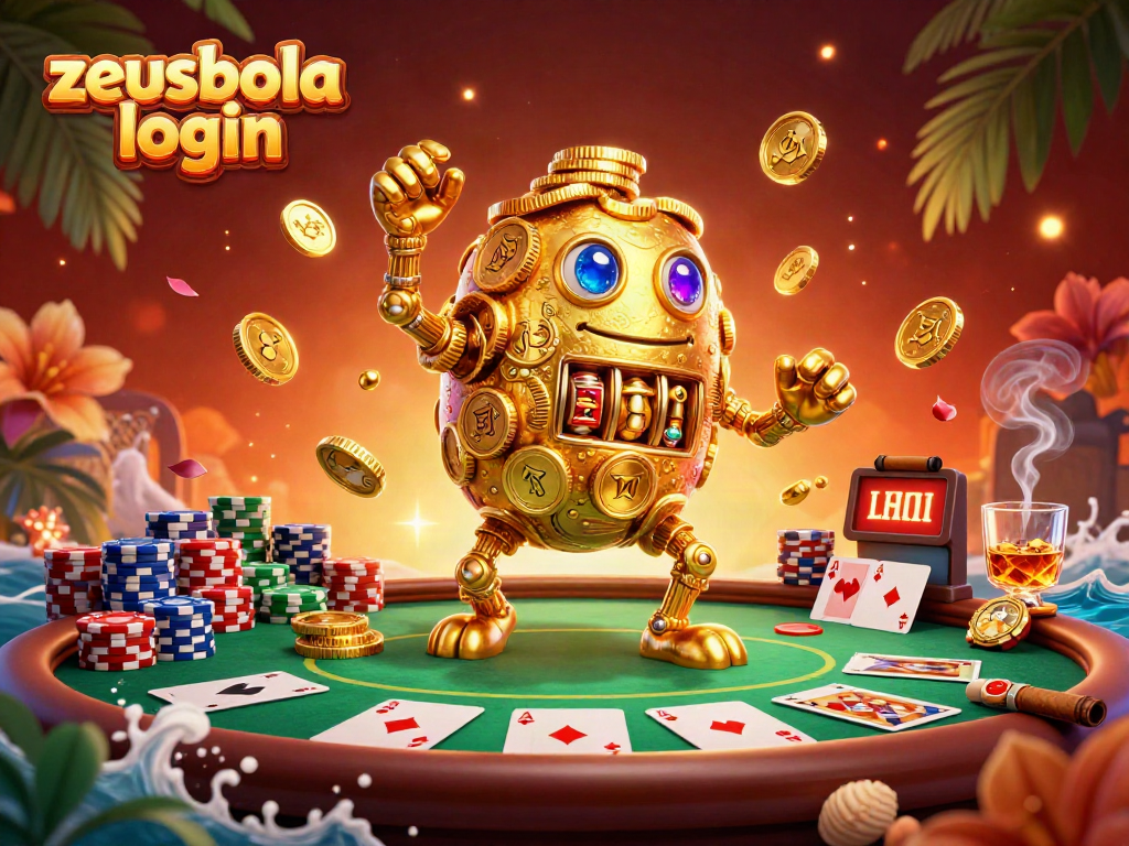Experience the thrill of gameplay with zeusbola login, showcasing a dynamic casino scene featuring poker chips and cards.