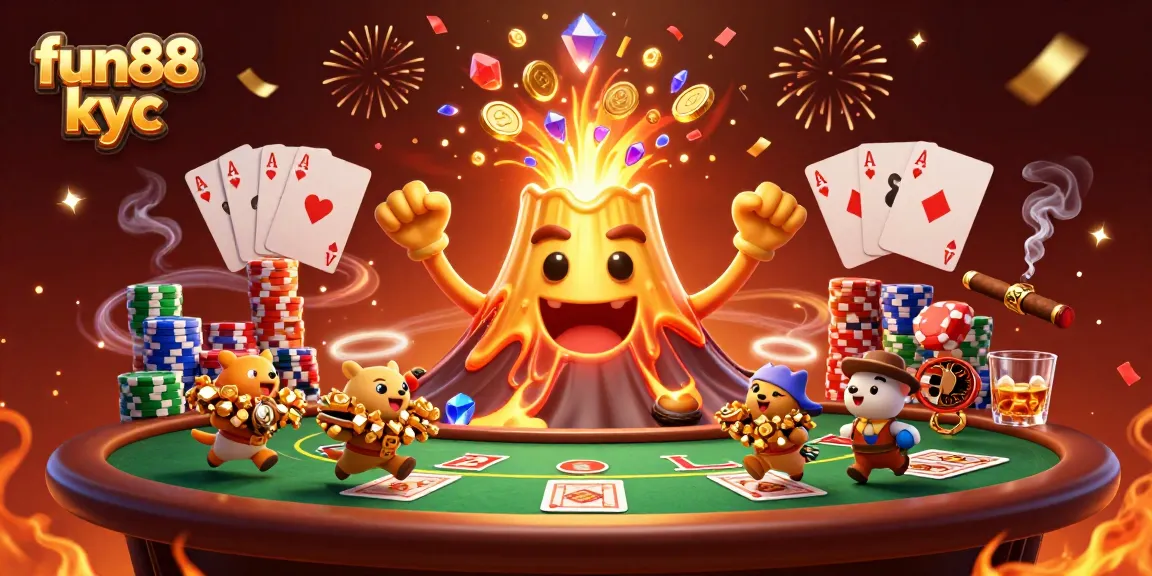 Trải nghiệm game cá cược ấn tượng với fun88 kyc qua hình ảnh vụ phun trào vàng và kho báu.
