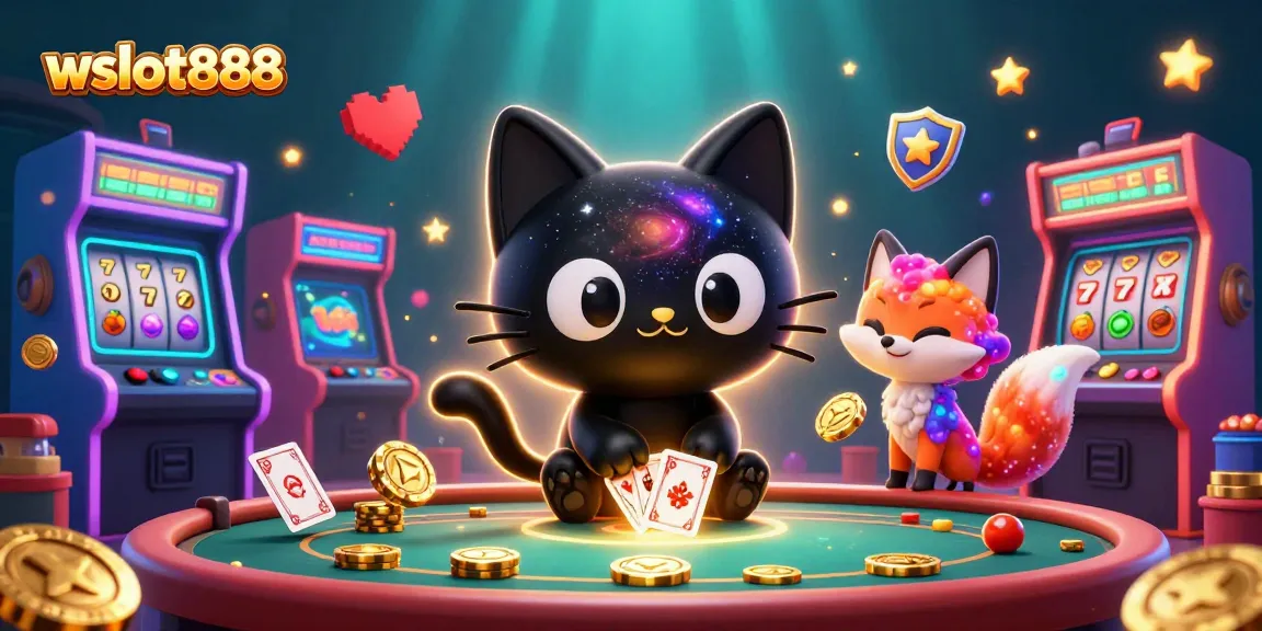 Rasakan keseruan bermain di wslot888 dengan kucing hitam dan rubah nebula yang mengumpulkan chip emas di kasino.