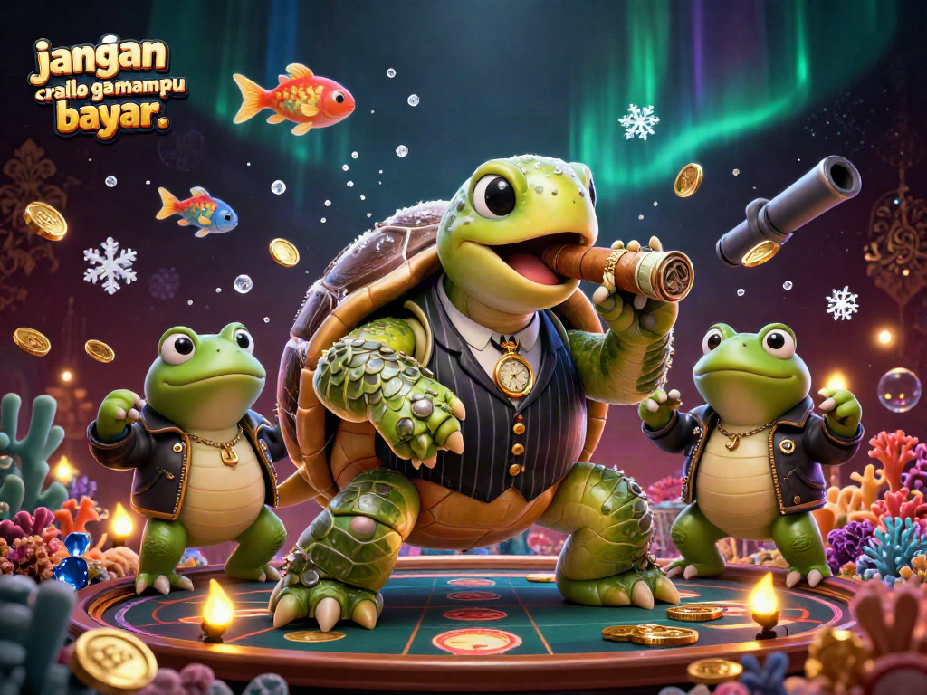 Experience thrilling fish shooting action with "jangan order kalo ga mampu bayar.." in a vibrant casino scene.