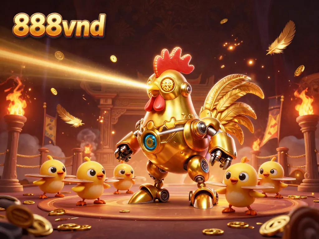 Engage in thrilling gambling adventures with 888vnd's dynamic gaming universe, featuring a vibrant 3D illustration.