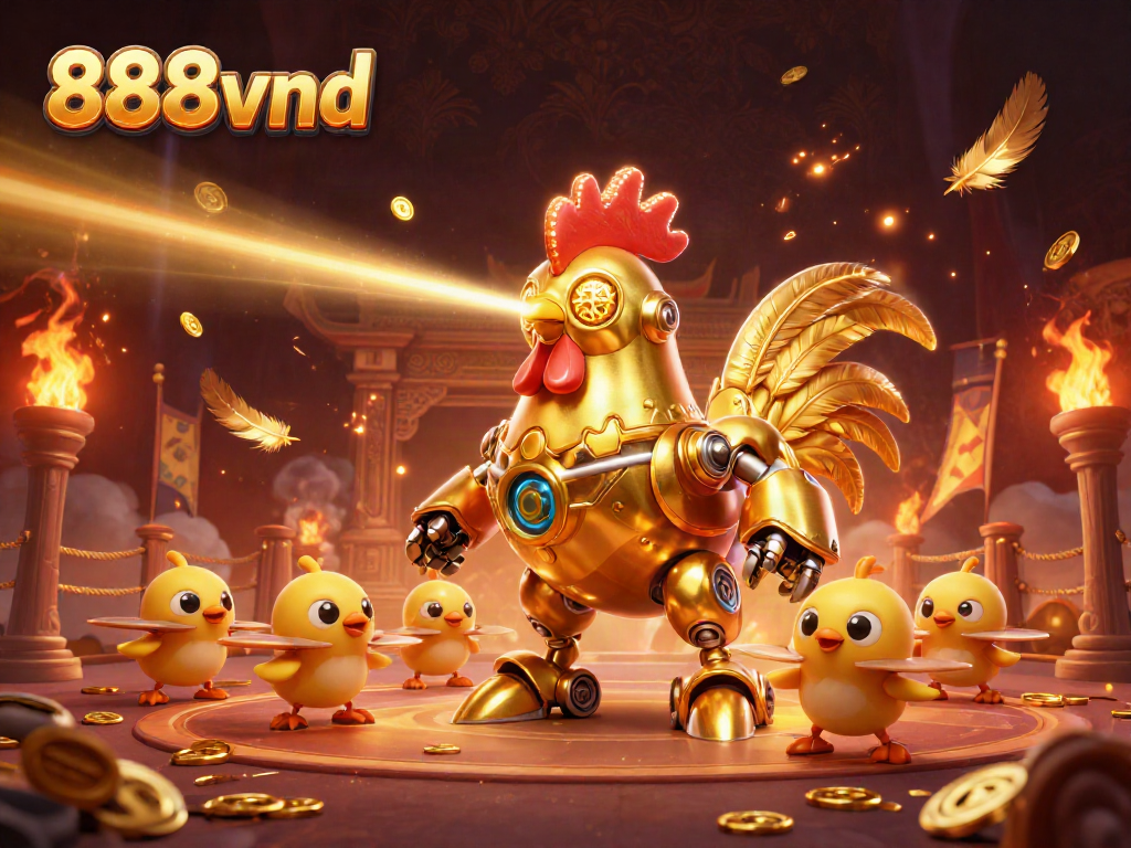 Engage in thrilling gambling adventures with 888vnd's dynamic gaming universe, featuring a vibrant 3D illustration.