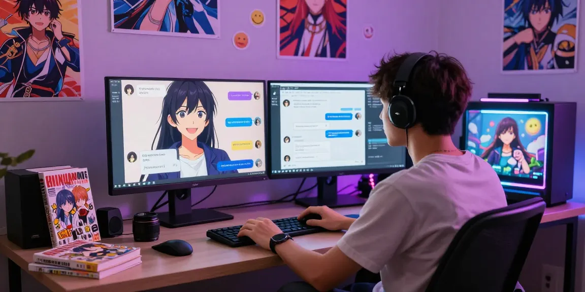 Engaging interaction with a hentai chat AI in a vibrant digital environment.