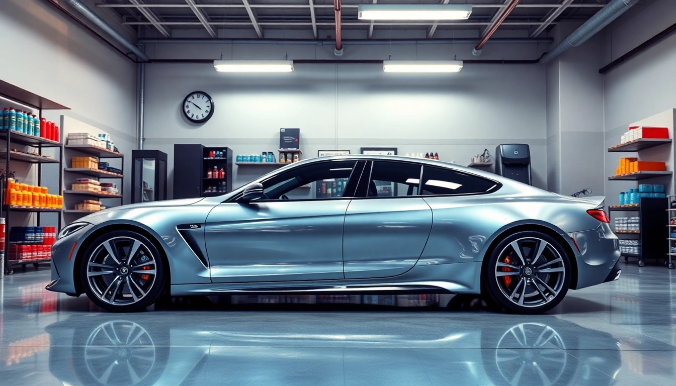 Car showcasing PPF Chattanooga with an immaculate finish in a well-lit auto detail shop.