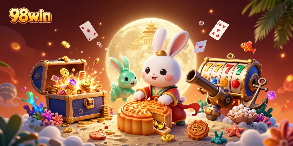 Experience thrilling gameplay at 98win with vibrant 3D casino illustration featuring dynamic game elements.