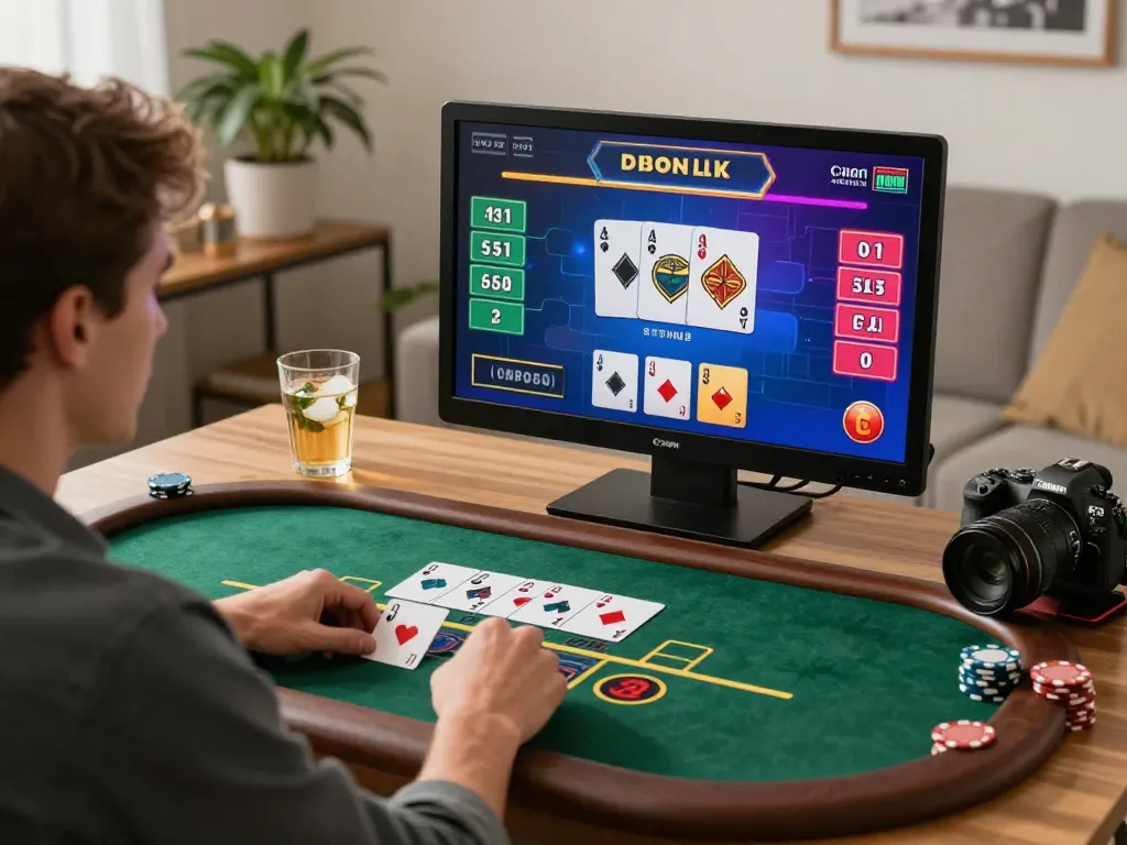 Hi88 players enjoying an engaging online blackjack game in a modern home setup.