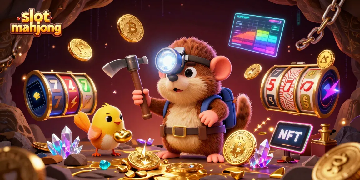 Experience exciting gameplay with slot mahjong as the treasure hunter mole and canary find gems amidst glowing coins.