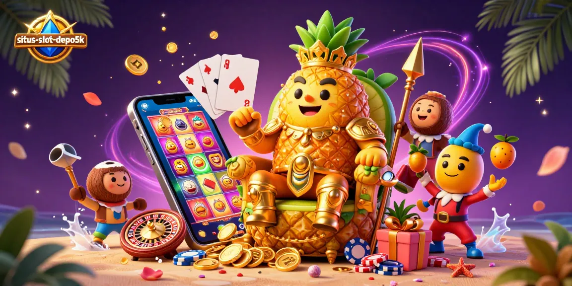 Navigate thrilling slots at situs-slot-depo5k with vibrant casino characters and jackpot elements in engagement.
