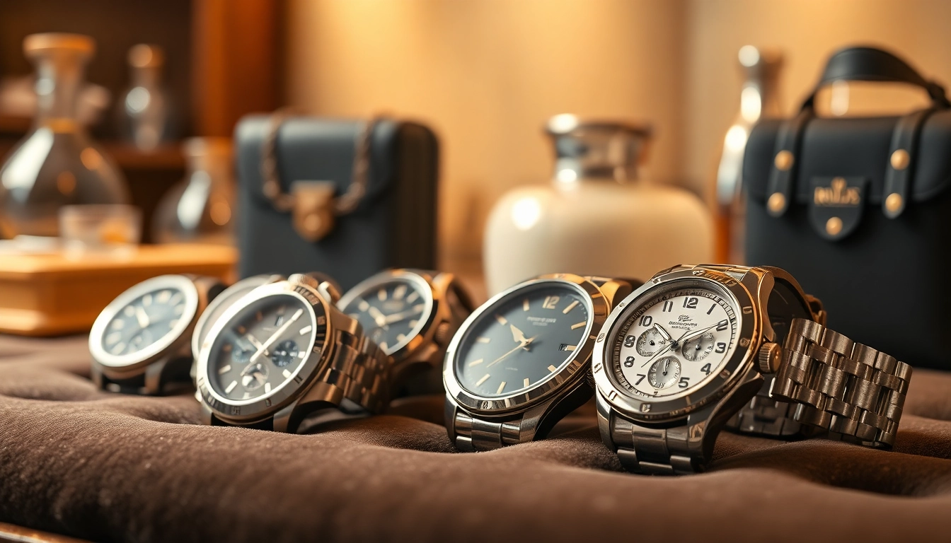 Showcase of replica watches highlighting luxury craftsmanship and intricate design features.