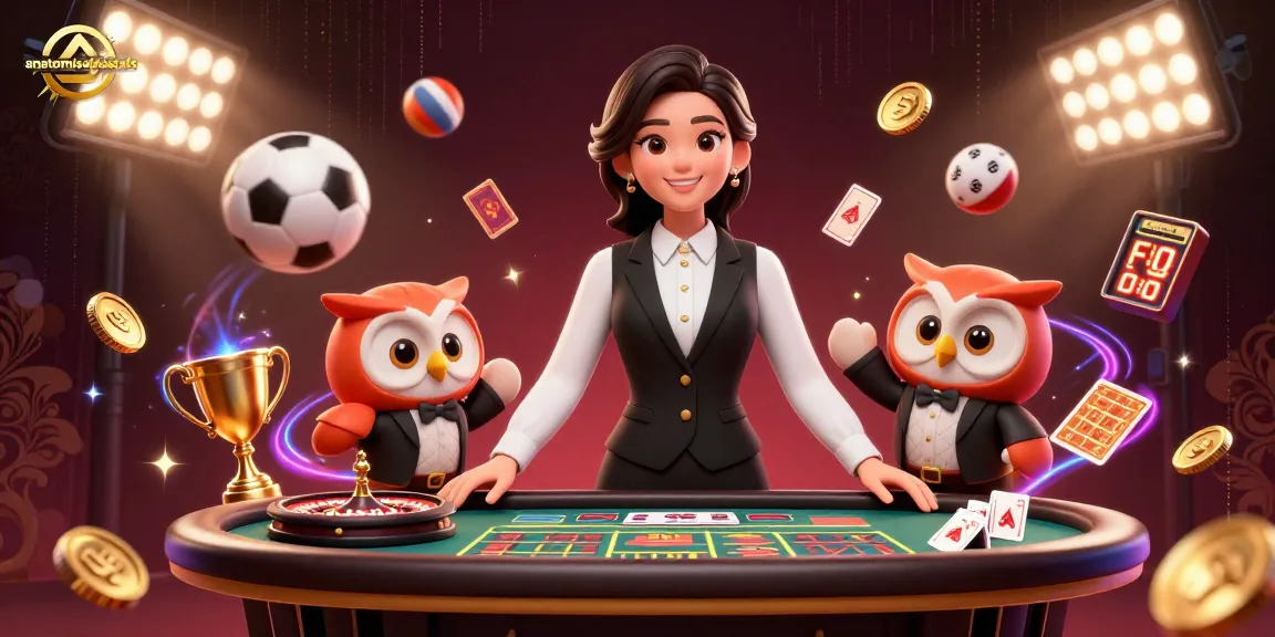 Engaging image of upscale live dealer game showcasing anatomisebiostats branding with brilliant casino elements.