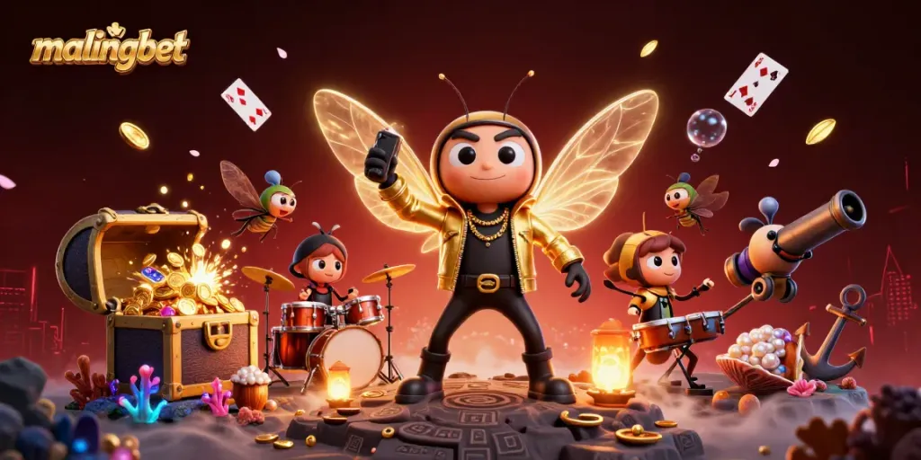 Malingbet mempersembahkan ilustrasi 3D tentang cicada rock star menampilkan kemewahan yang energik menghadirkan elemen permainan.