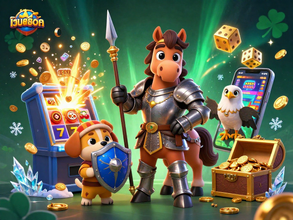 Spin and win big with เว็บสล็อต featuring vibrant characters and exploding jackpots in a dynamic casino scene.