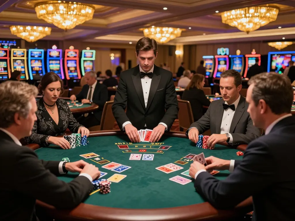 Engaging scene of players enjoying dynamic games at online casinos in Canada featuring intense gameplay and vibrant atmosphere
