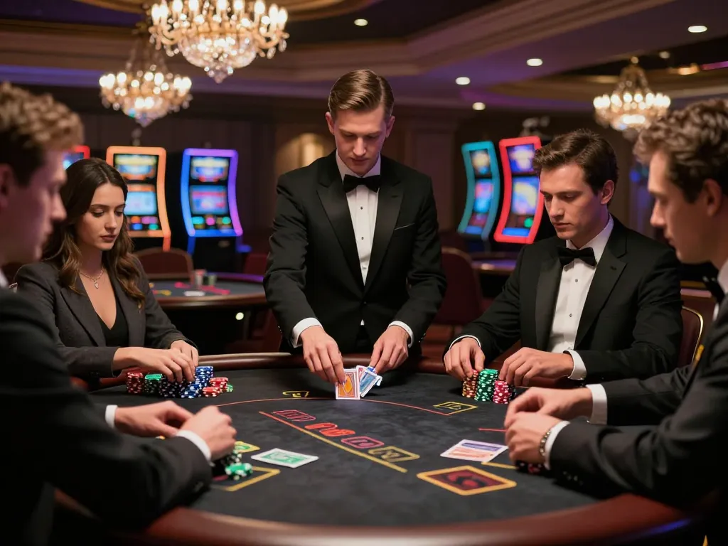 Engaged players strategizing their bets at a blackjack table while enjoying 388bet's upscale casino experience