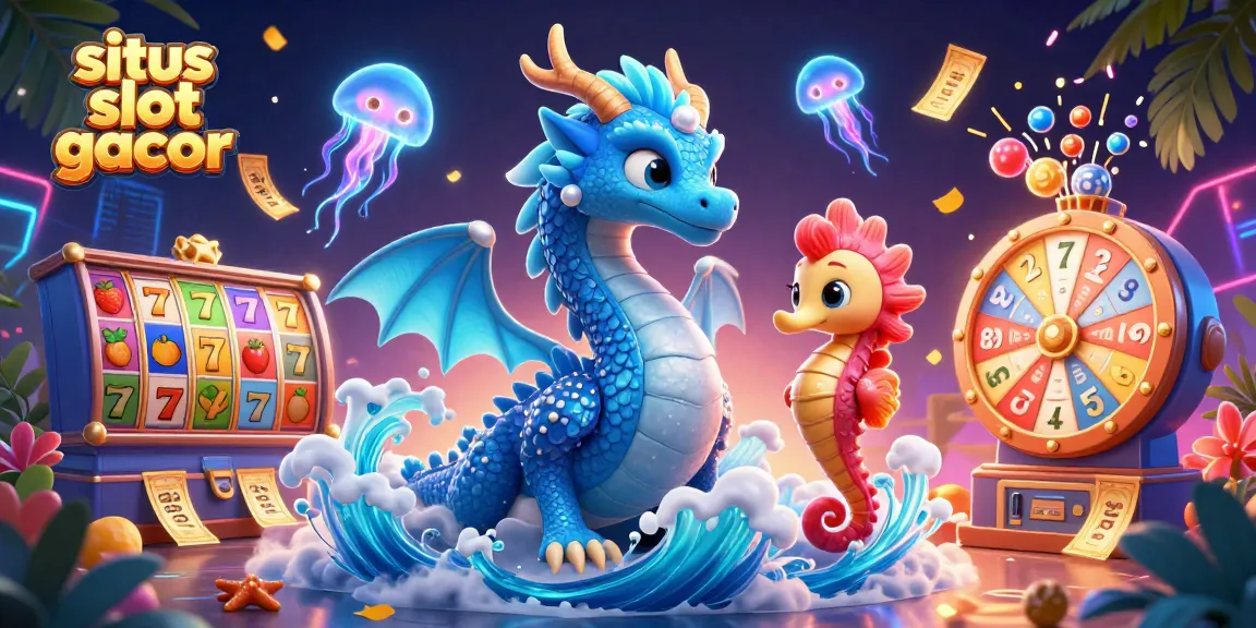 Situs slot gacor menampilkan peluang menang besar dengan karakter kartun 3D yang menarik dan elemen permainan kasino.