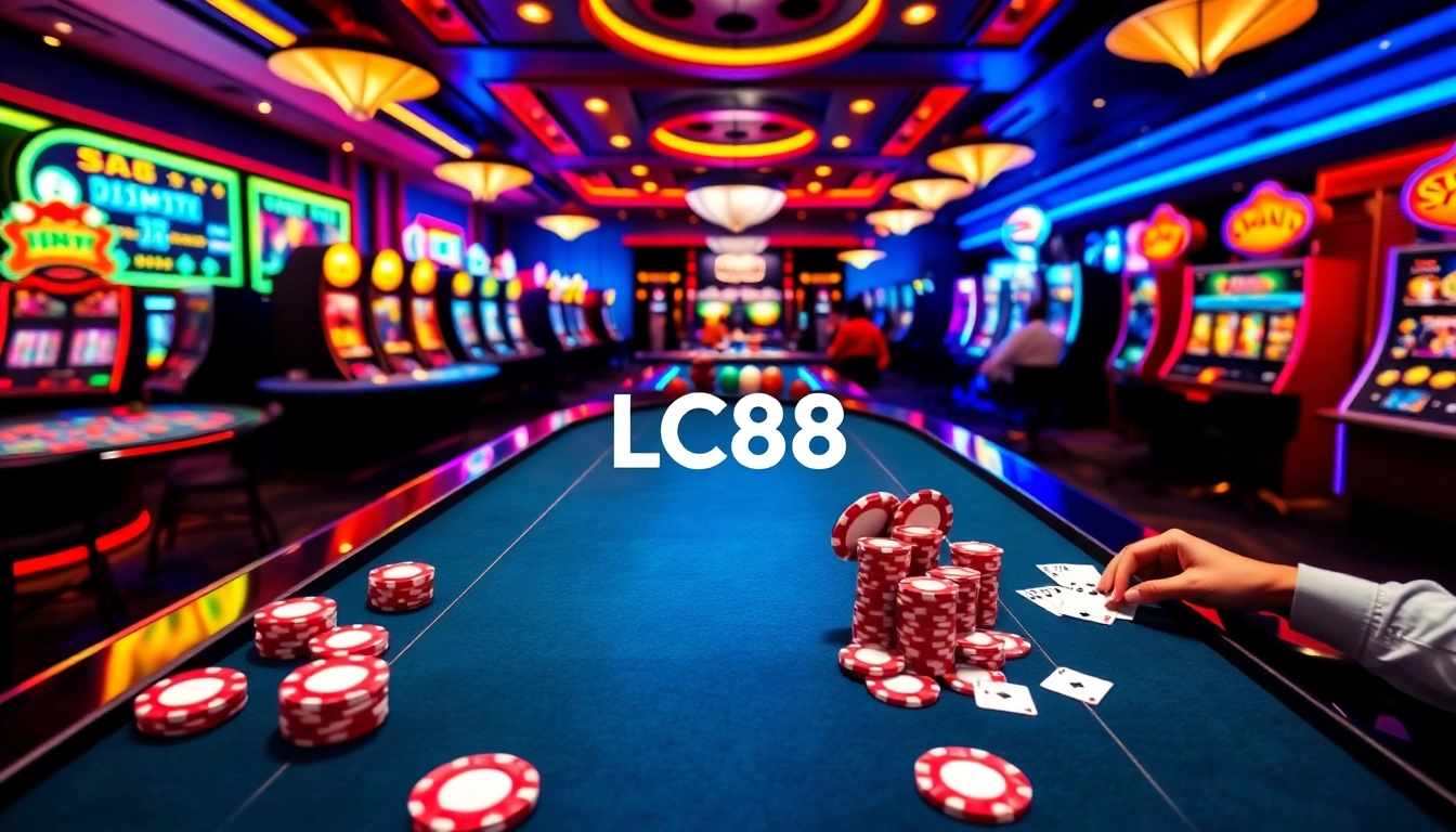 Experience the thrill of winning at LC88 with vibrant online gaming tables and slot machines.