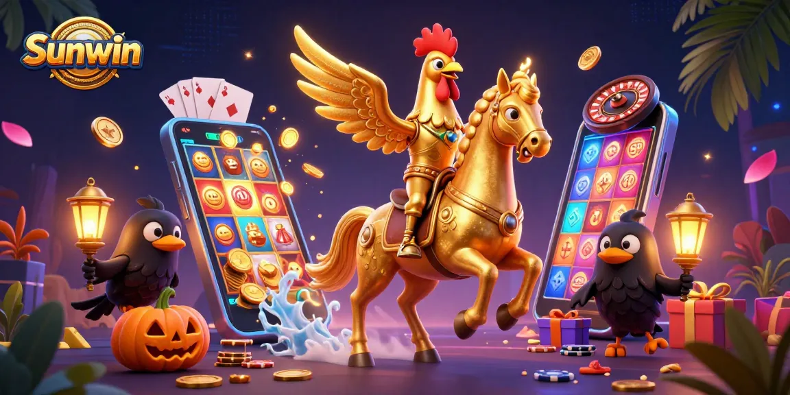 Play thrilling casino games at Sunwin with colorful slot reels and golden rewards!
