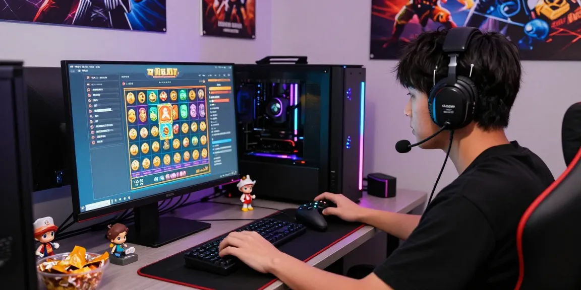 Engaging pajaktoto togel online gaming scene with vibrant graphics and a focused gamer.