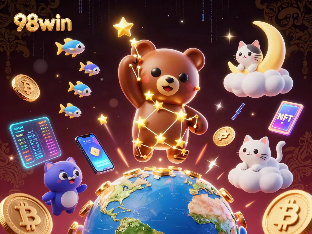 Experience thrilling wins at 98win with our vibrant casino-themed illustration.