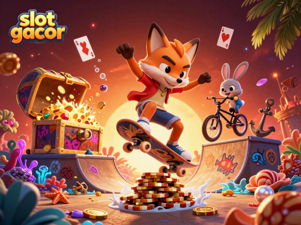 Menangkan slot gacor dengan grafis penuh warna dan karakter unik dalam ilustrasi digital 3D interaktif.