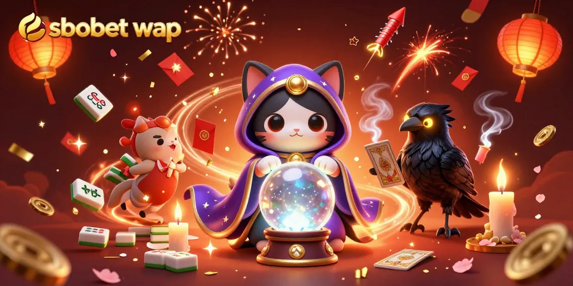 Engage in sbobet wap betting with vibrant symbols of fortune and mystique capturing casino excitement.