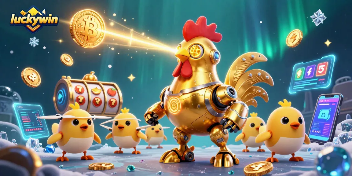 Engage in slot jackpots and crypto fun at luckywin with vibrant 3D characters and elements.