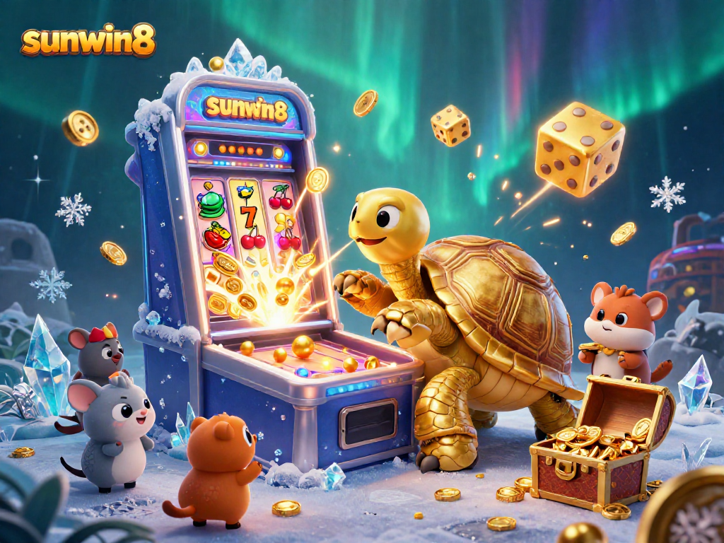 Experience exciting gameplay at sunwin8 with a dynamic scene featuring thrilling casino elements and vibrant colors.