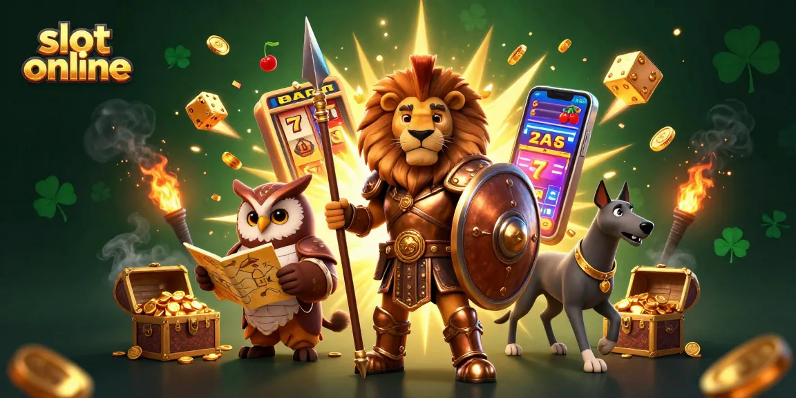Putar gulungan di slot online dengan ilustrasi 3D dinamis yang menampilkan karakter menarik dan elemen kasino yang berwarna-warni.