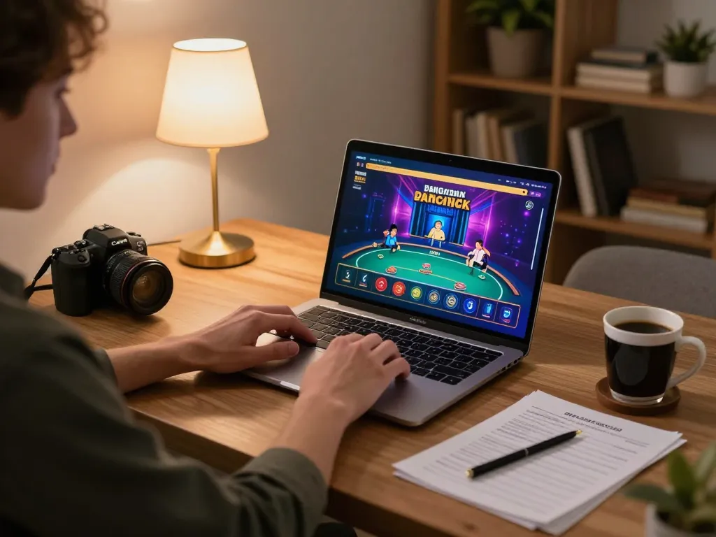 Player engaging in poker game at home on 789win platform with interactive interface, creating a cozy gaming vibe.