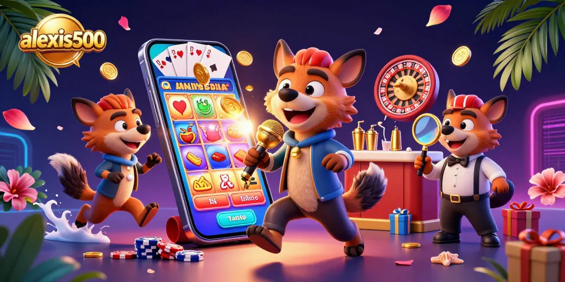 Engage with alexis500's vibrant comedy casino scene featuring hyenas, golden coins, and slot games.