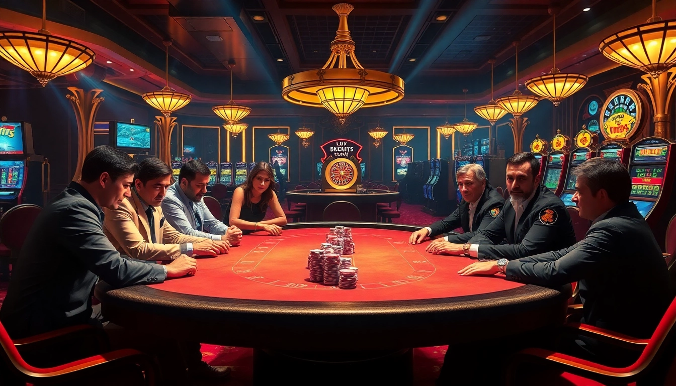 Experience the thrill of high-stakes gambling at KK55 casino tables amid luxurious decor.