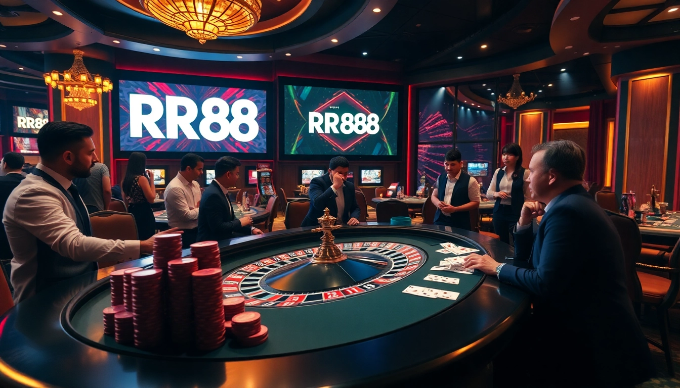 Experience thrilling gaming moments at RR88's luxurious casino atmosphere.