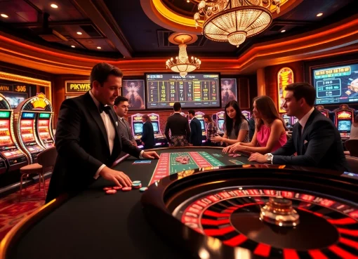 Casino excitement at kkwin com with players engaging at a roulette table featuring colorful chips and vibrant lighting.