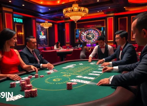 Engaged players enjoying a high-stakes poker game at 789WIN Casino, highlighting luxury and excitement.