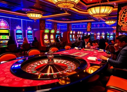 Players celebrating their win at the casino with result china displayed on the roulette table.