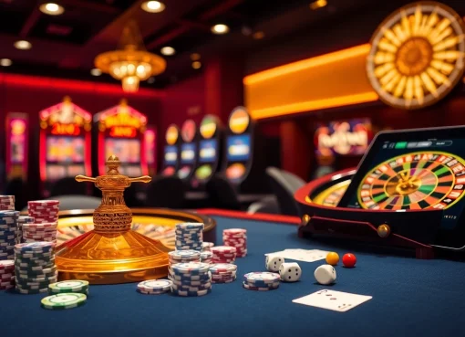 Experience the thrill of MK 8 with vibrant poker tables and dynamic slot machines in a luxurious casino.