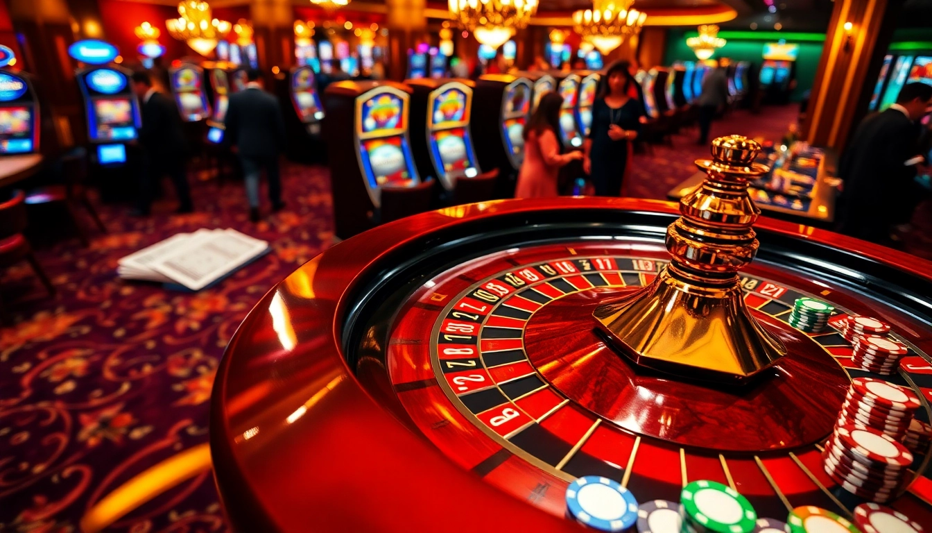 Experience the excitement of the go88club page with a vibrant casino scene featuring roulette and poker.
