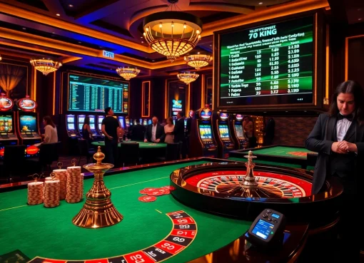 Experience the excitement of 79 king at a luxurious casino filled with vibrant roulette tables and poker chips.