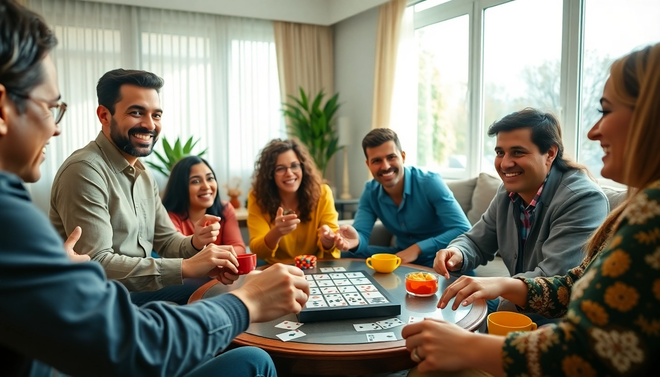 Enjoy a thrilling game of Rummy 91 with friends in a lively living room.