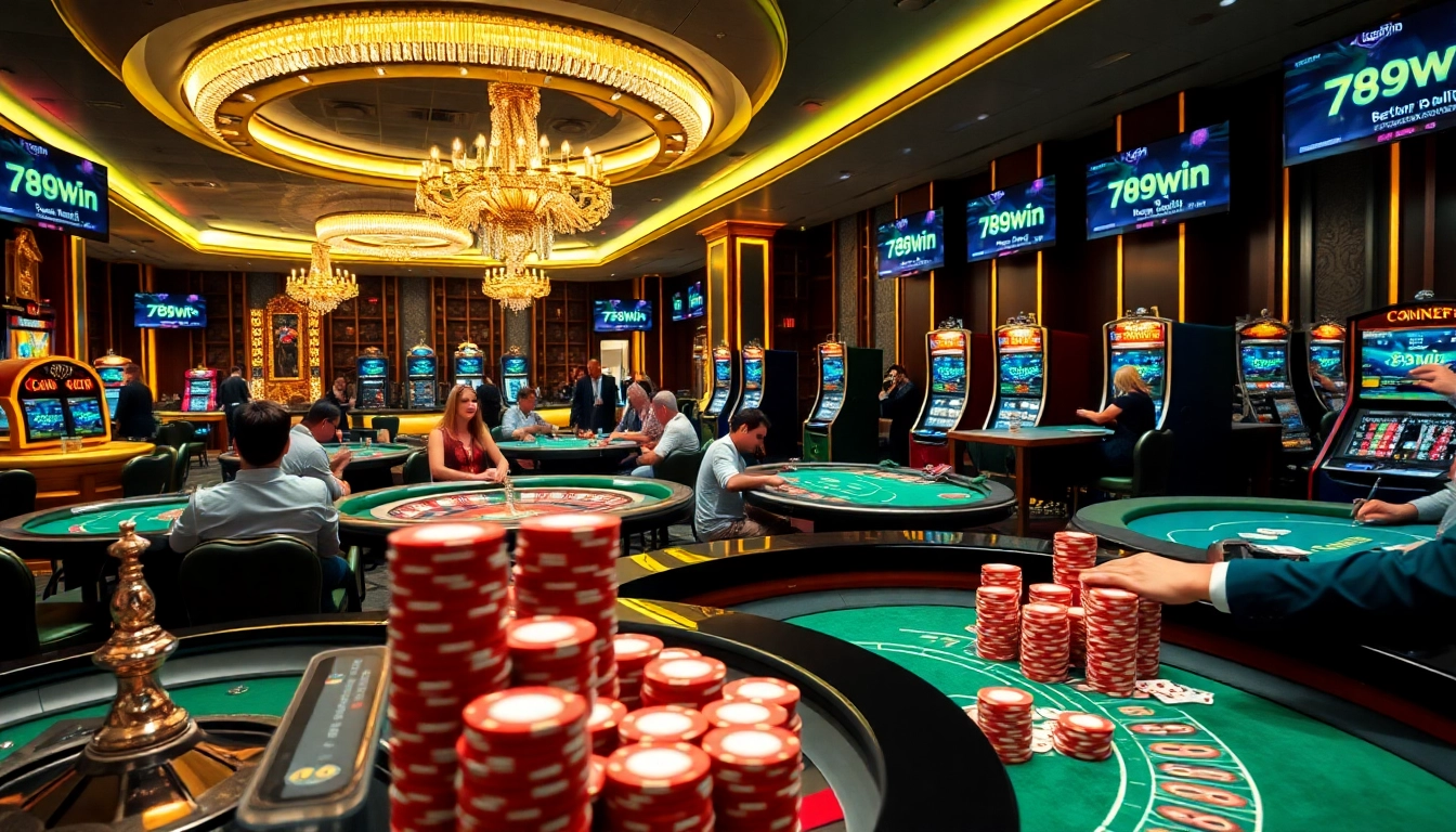 Experience the thrill of 789win with lively casino games and vibrant poker chips.