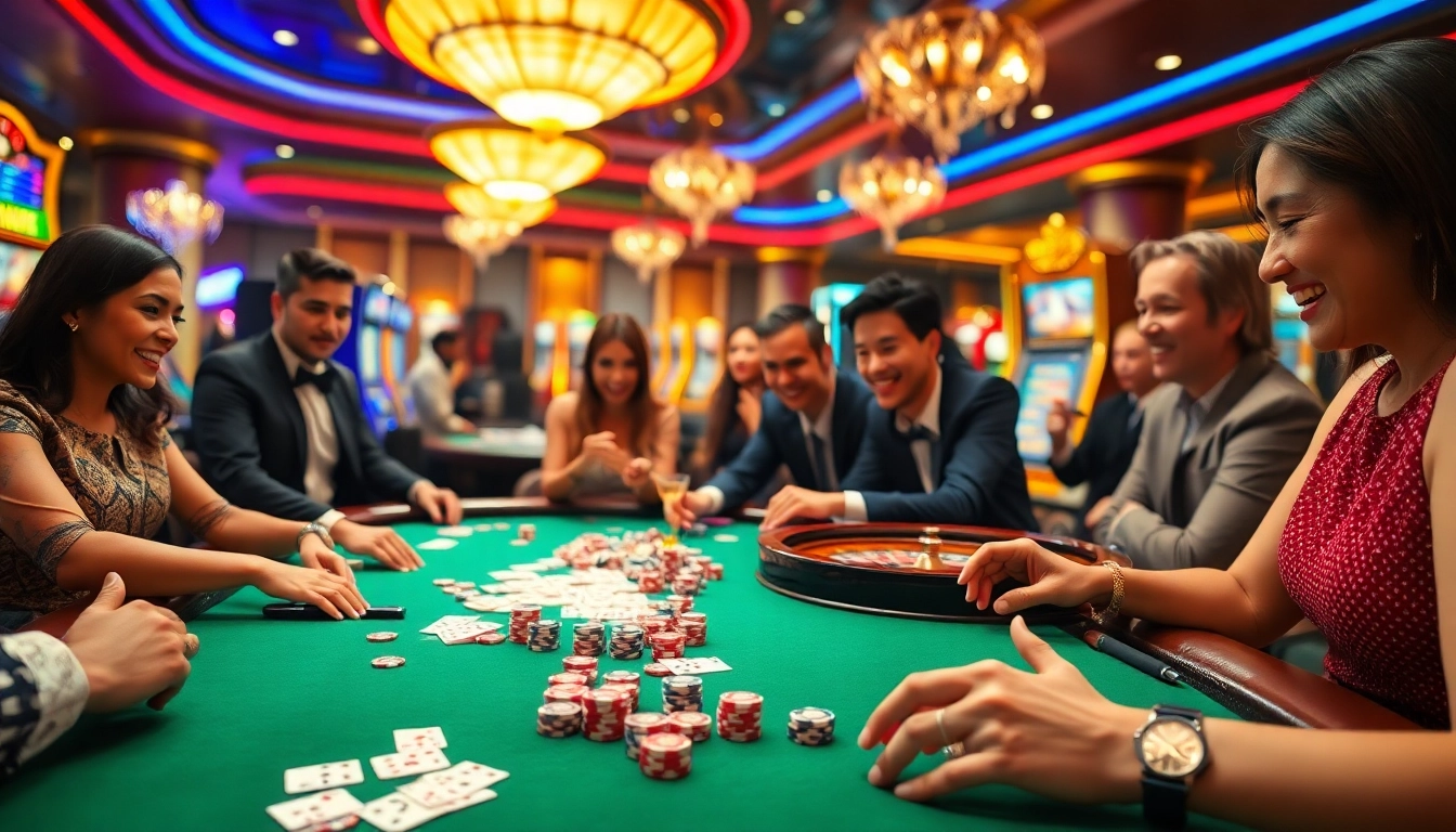 רגעי ניצחון במשחקי רמי אונליין בקזינו תוסס שממחיש התרגשות ויוקרה.