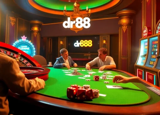 Experience the thrill of gaming at dr88 with exciting casino tables and vibrant roulette wheels.