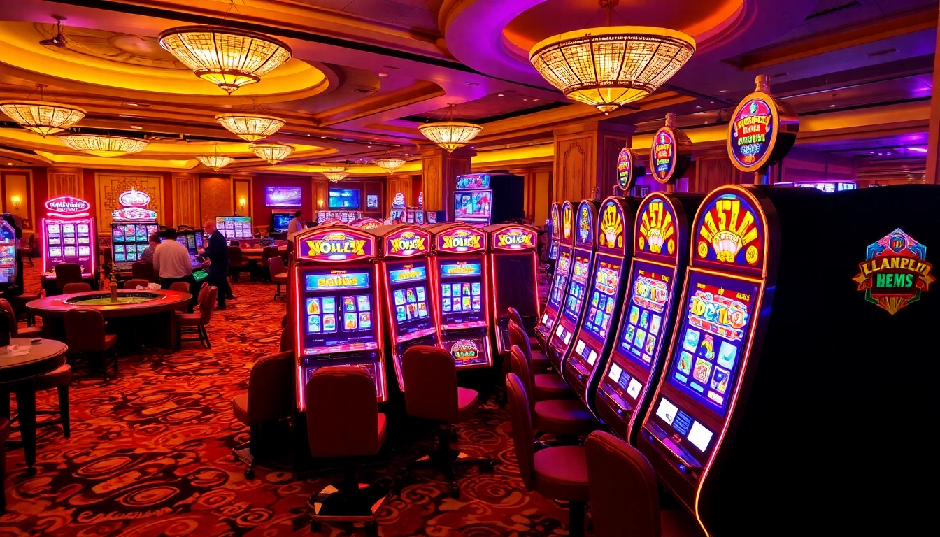 Players enjoying engaging slot machines in a vibrant casino atmosphere that sparks excitement.